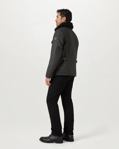 Belstaff Convoy Motorcycle Jacket Black worn by model on white background