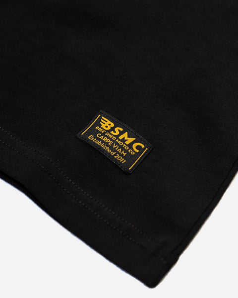 BSMC Chopper T-Shirt - Black studio image hem label close up