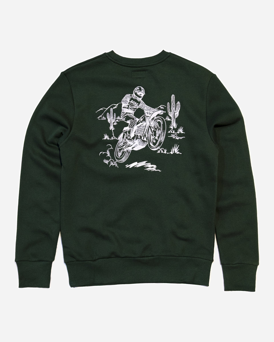Bike Shed Desert Race Sweatshirt Green Studio Image Back