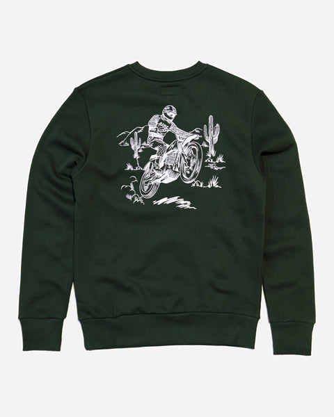 Bike Shed Desert Race Sweatshirt Green Studio Image Back