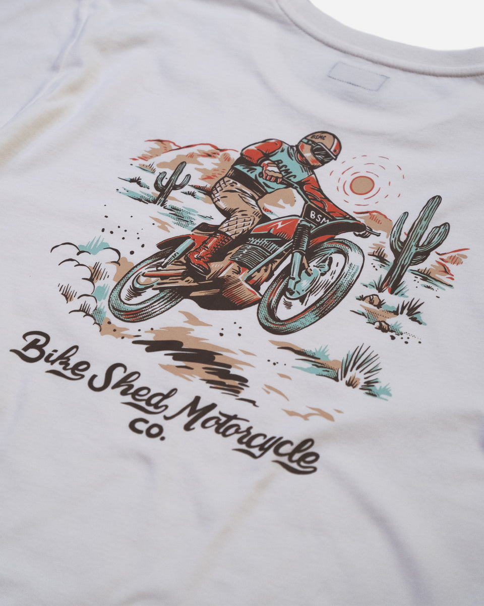 BSMC Desert Race T-Shirt - Ecru/Multi studio image rear close up