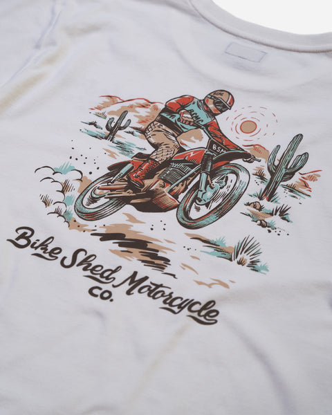 BSMC Desert Race T-Shirt - Ecru/Multi studio image rear close up