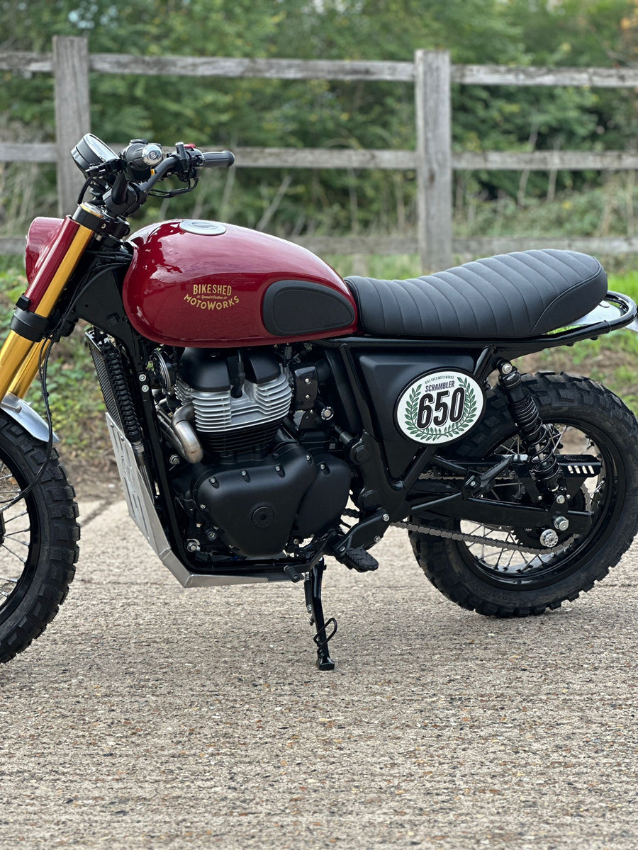 Bike Shed MotoWorks x Fastec 650 Bear Scrambler Build. Build Tier 1, 2 & 3 Available. Custom motorcycle build from Bike Shed Moto Co and Fastec Racing.