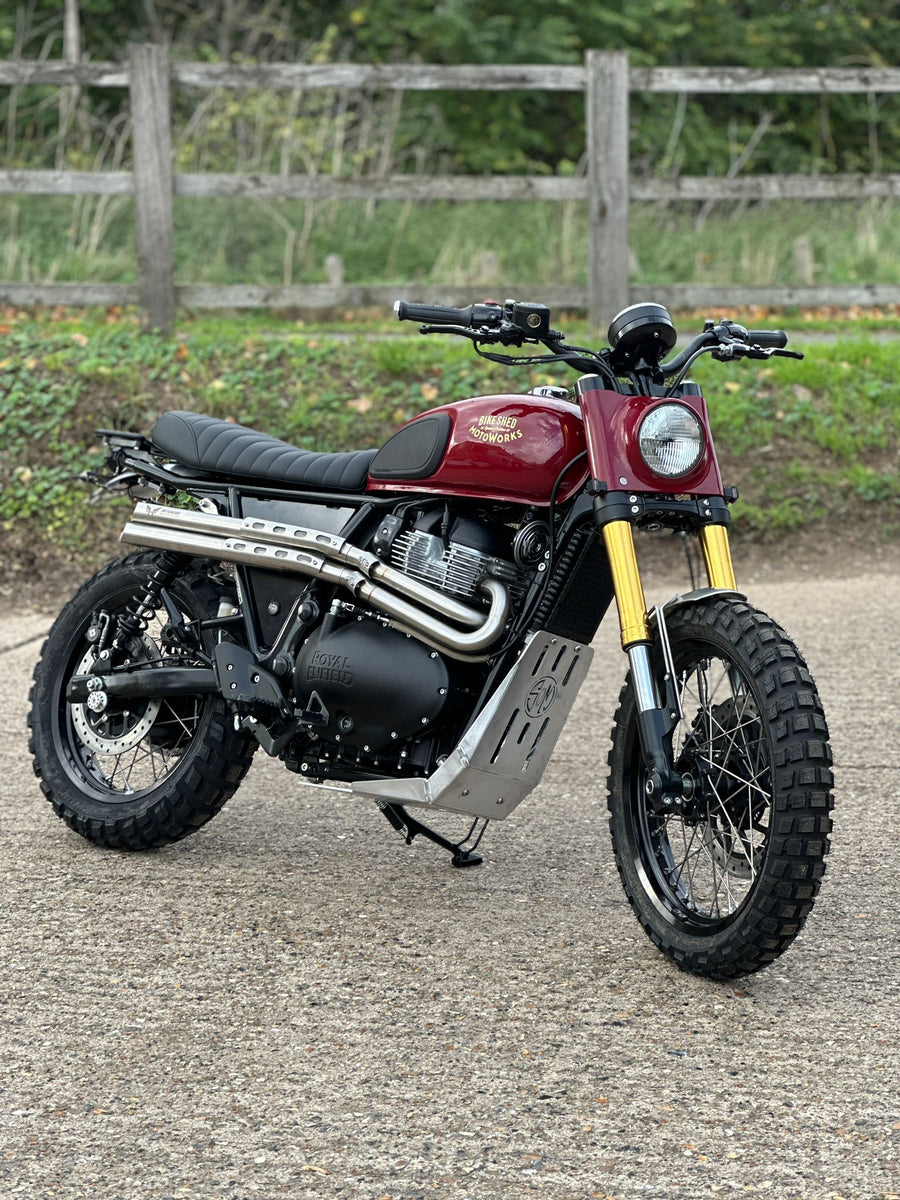Bike Shed MotoWorks x Fastec 650 Bear Scrambler Build. Build Tier 1, 2 & 3 Available. Custom motorcycle build from Bike Shed Moto Co and Fastec Racing.