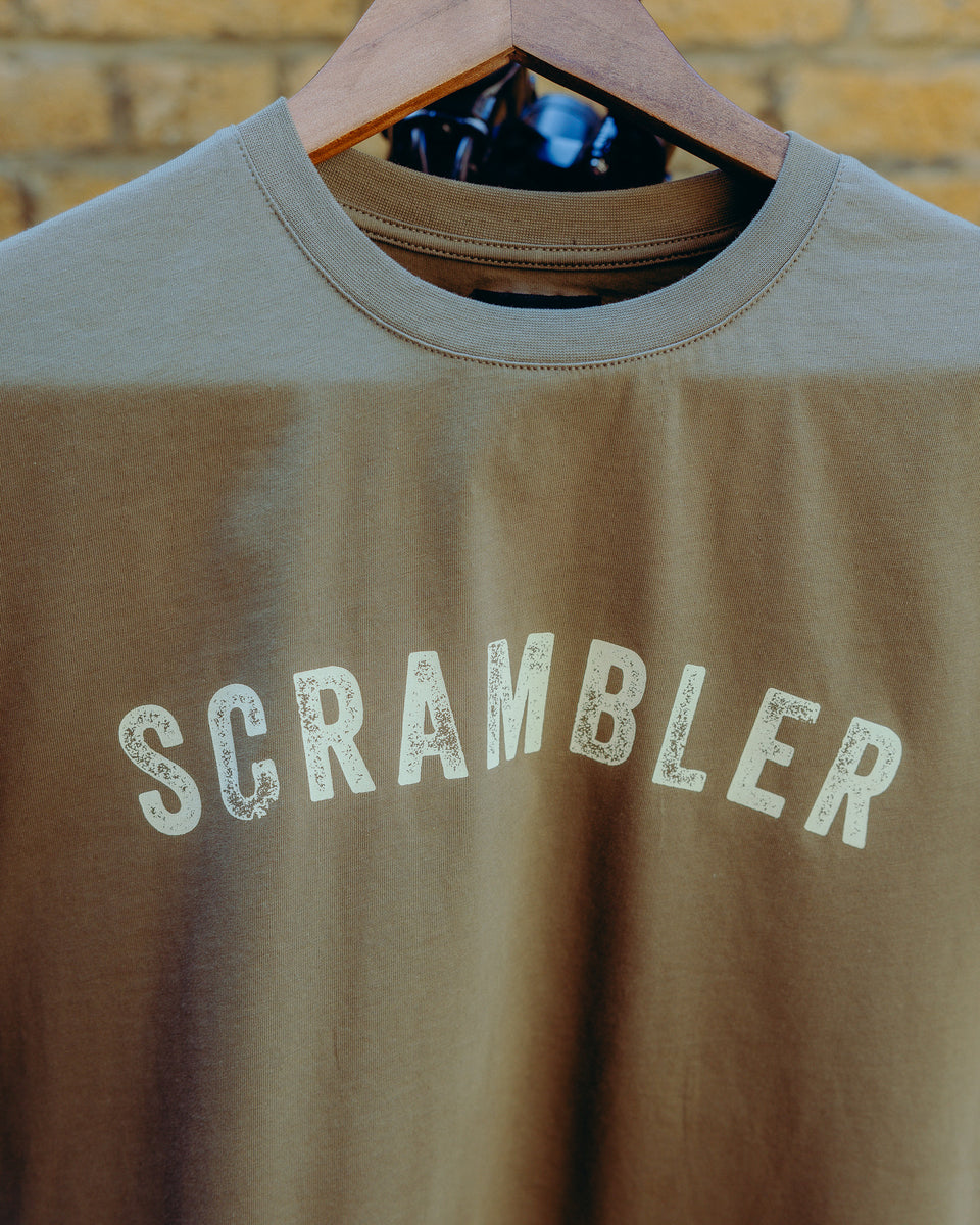 BSMC Scrambler T-Shirt - Green merchandised with motorcycle