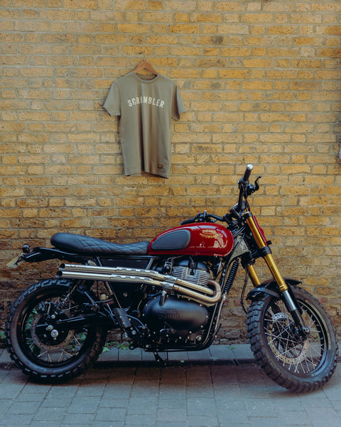BSMC Scrambler T-Shirt - Green merchandised with motorcycle