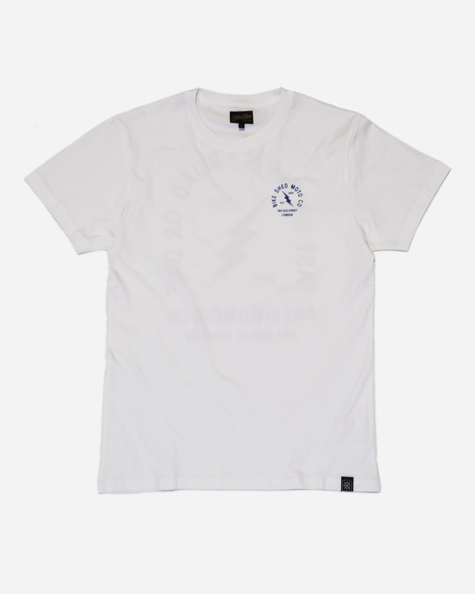 BSMC London Lightning T-Shirt - White/Blue studio image front