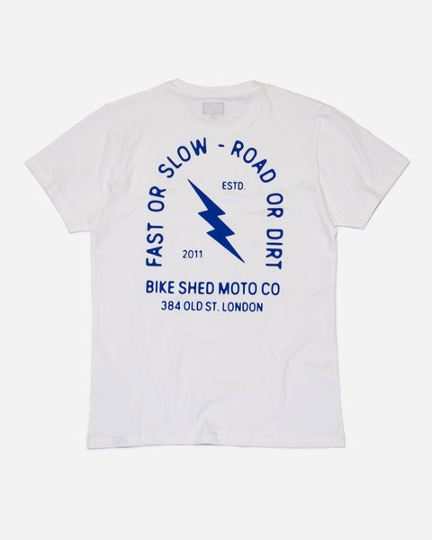 BSMC London Lightning T-Shirt - White/Blue studio image rear