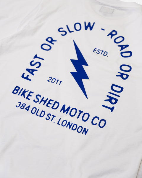 BSMC London Lightning T-Shirt - White/Blue studio image rear close up