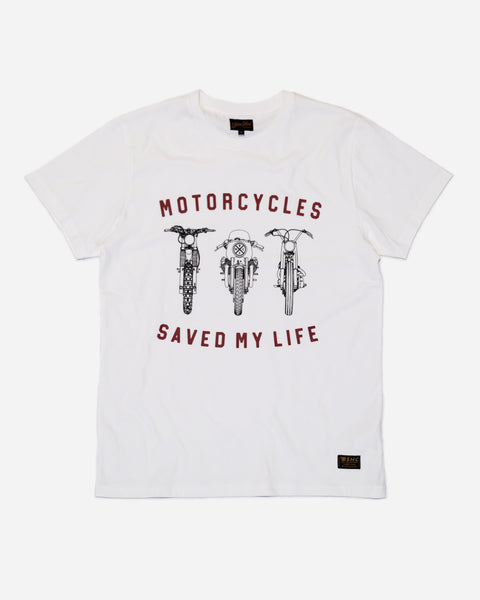 BSMC Motorcycles Saved My Life T-Shirt - White studio image front