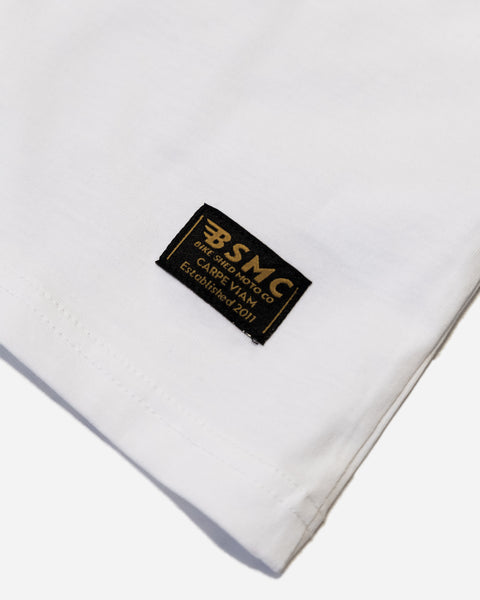 BSMC Motorcycles Saved My Life T-Shirt - White label close up