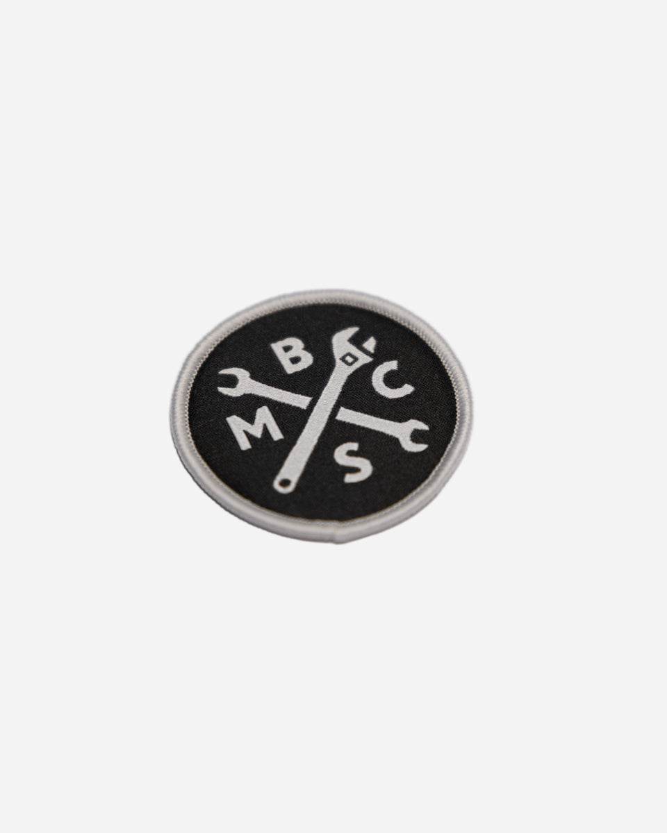 BSMC Spanners Patch - Black/Silver studio image side on