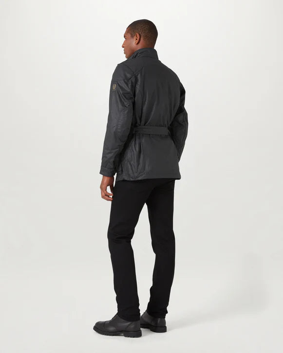 Belstaff Trialmaster motorcycle jacket black worn by model
