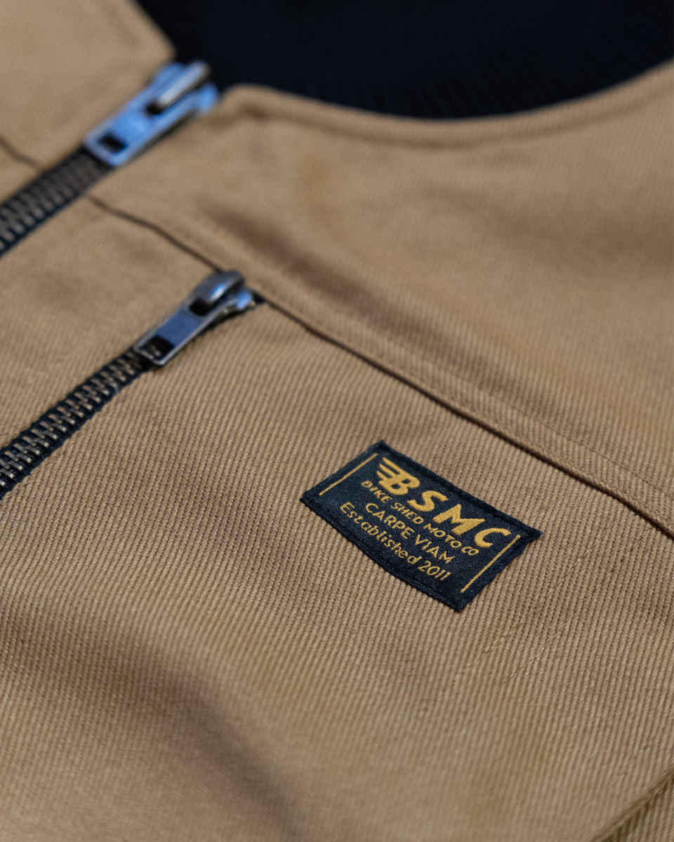BSMC Utility Vest - Tan logo close up