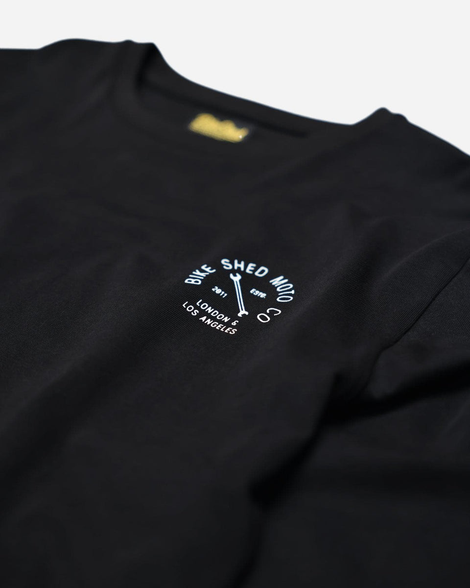 BSMC Cafe Bars Long Sleeve Motorcycle Graphic T-Shirt - Black