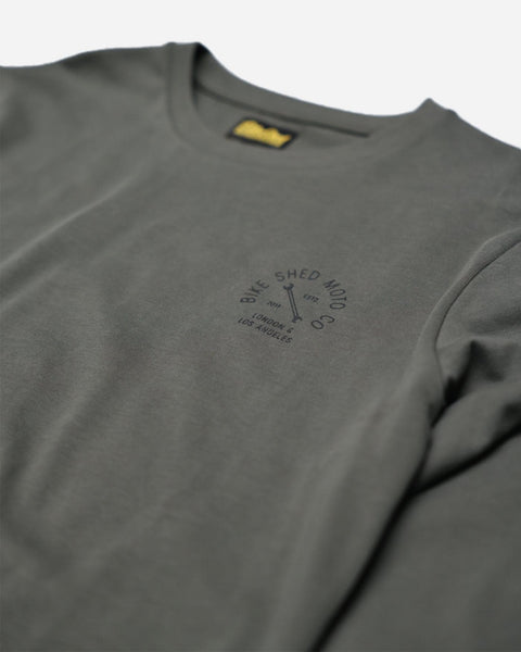 BSMC Dirt Bars Long Sleeve Motorcycle Graphic T-Shirt - Khaki