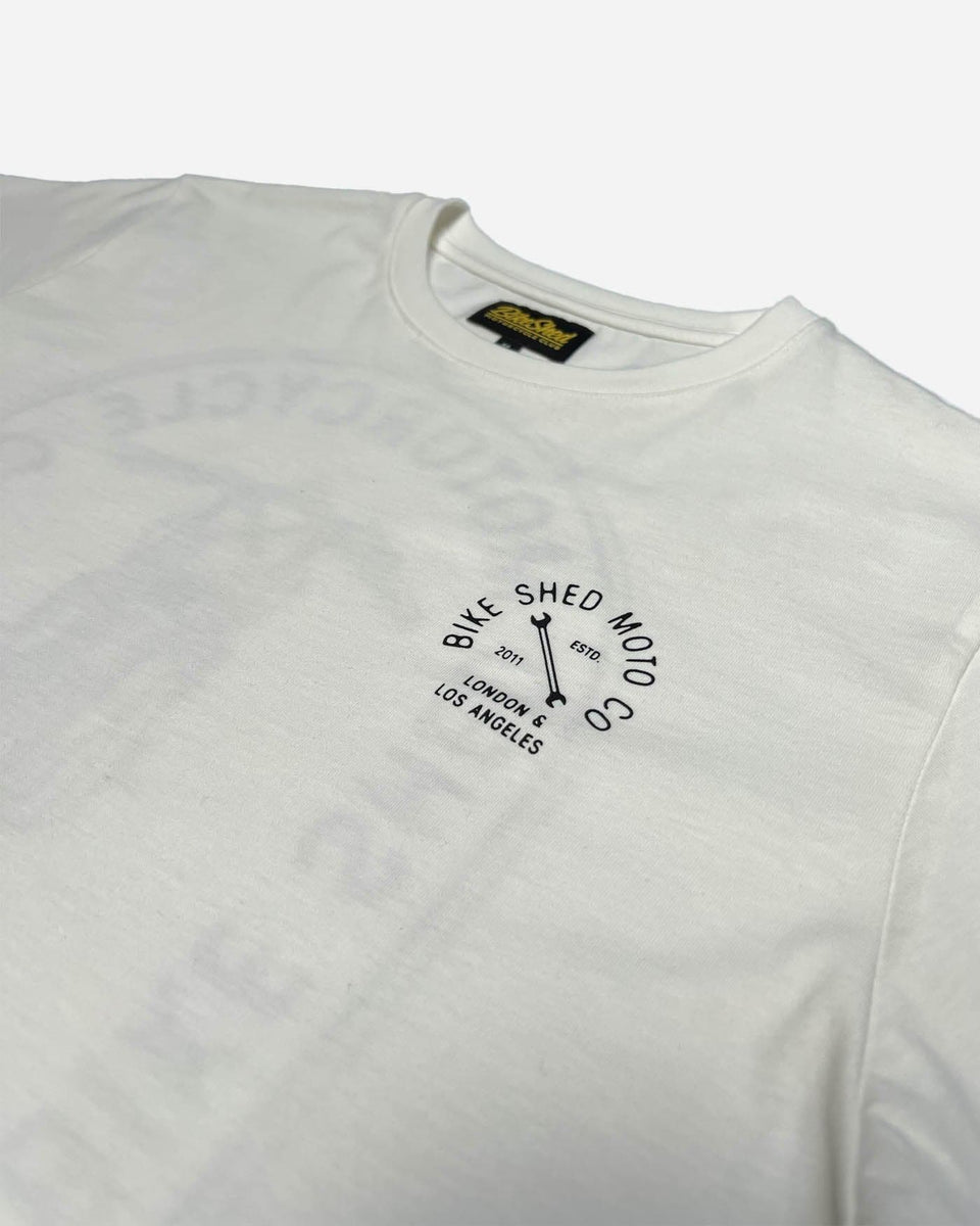 BSMC Drop Bars Graphic Motorcycle T Shirt - White