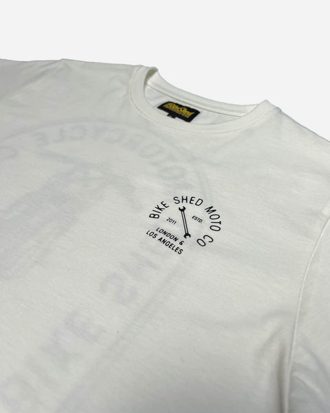 BSMC Drop Bars Graphic Motorcycle T Shirt - White