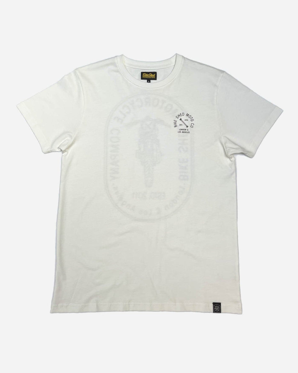 BSMC Drop Bars Graphic Motorcycle T Shirt - White