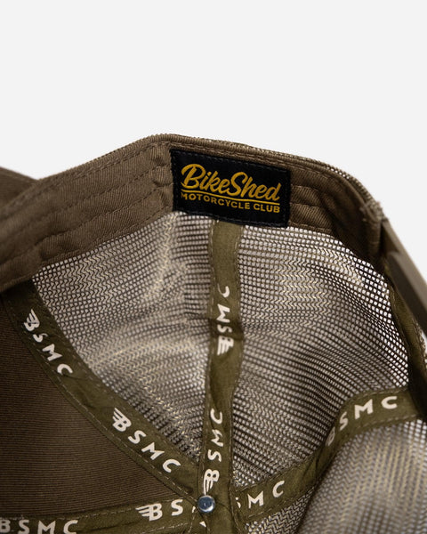 BSMC Embroidered Pennant Motorcycle Cap - Olive