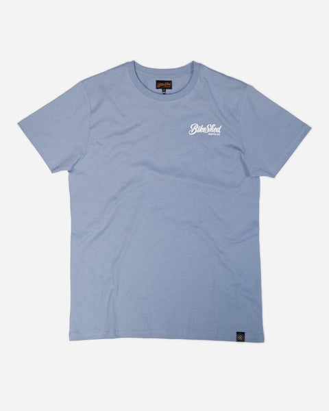  Blue pennant chest logo Motorcycle T-Shirt - front