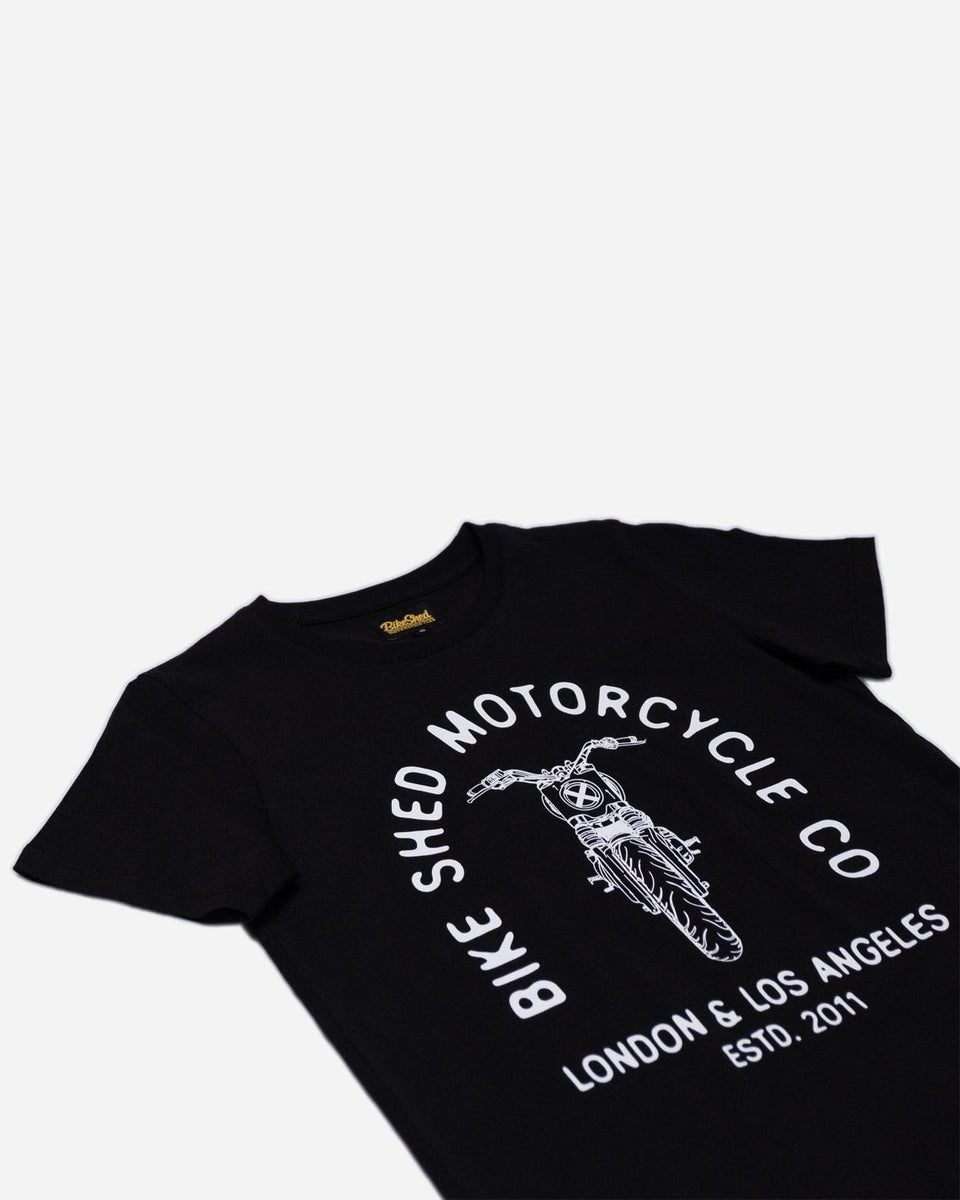 Womens Tracker Bars Motorcycle Graphic T-Shirt - Black