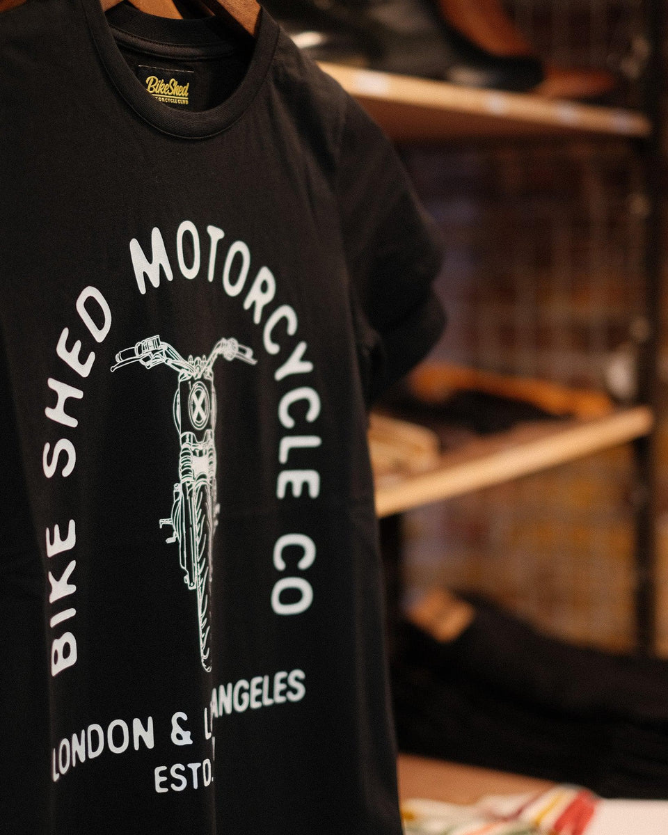 Womens Tracker Bars Motorcycle Graphic T-Shirt - Black
