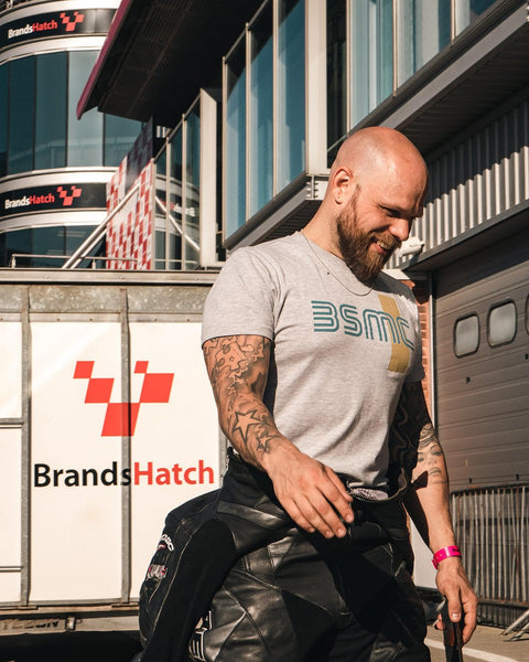 BSMC '77 Motorcycle Graphic T Shirt - Grey/Turquoise