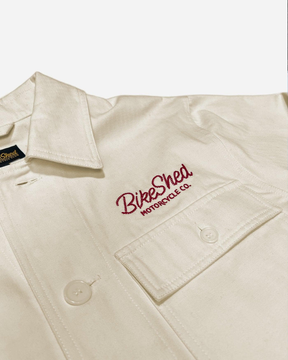 BSMC Chain Embroidery Motorcycle Chore Jacket - Ecru