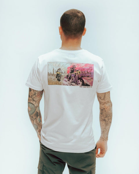 BSMC Motorcycle Mural Graphic T Shirt - White