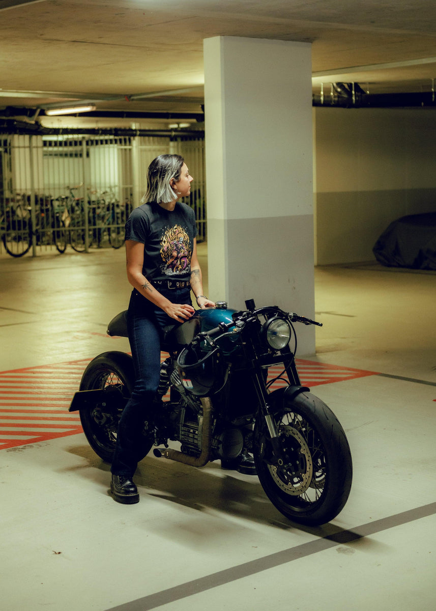 BSMC Women's Speed Demon Graphic Motorcycle T-Shirt - Washed Black