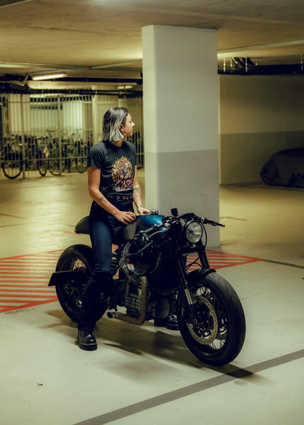 BSMC Women's Speed Demon Graphic Motorcycle T-Shirt - Washed Black